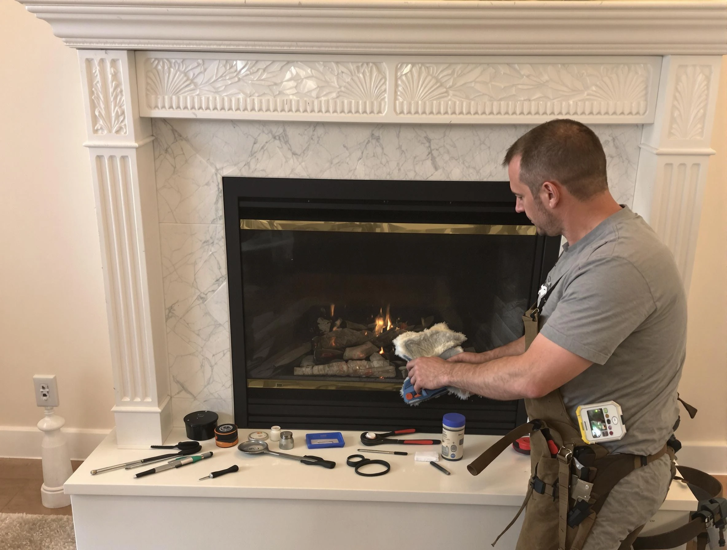 Egg Harbor Chimney Sweep performing fireplace maintenance in Egg Harbor, NJ