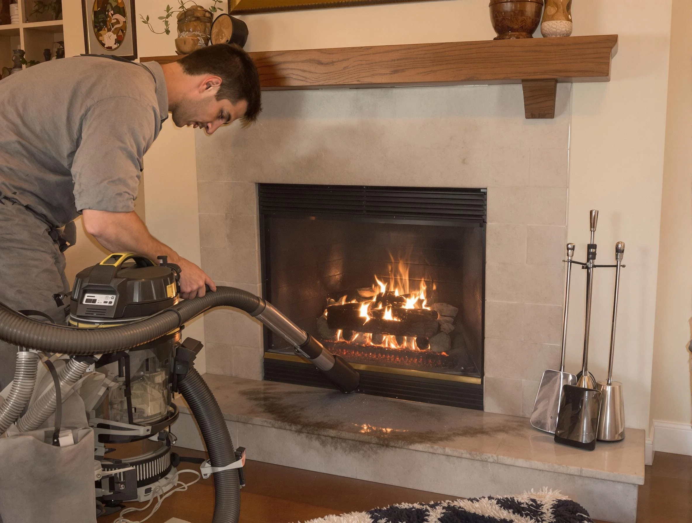 Routine fireplace upkeep by Egg Harbor Chimney Sweep in Egg Harbor, NJ